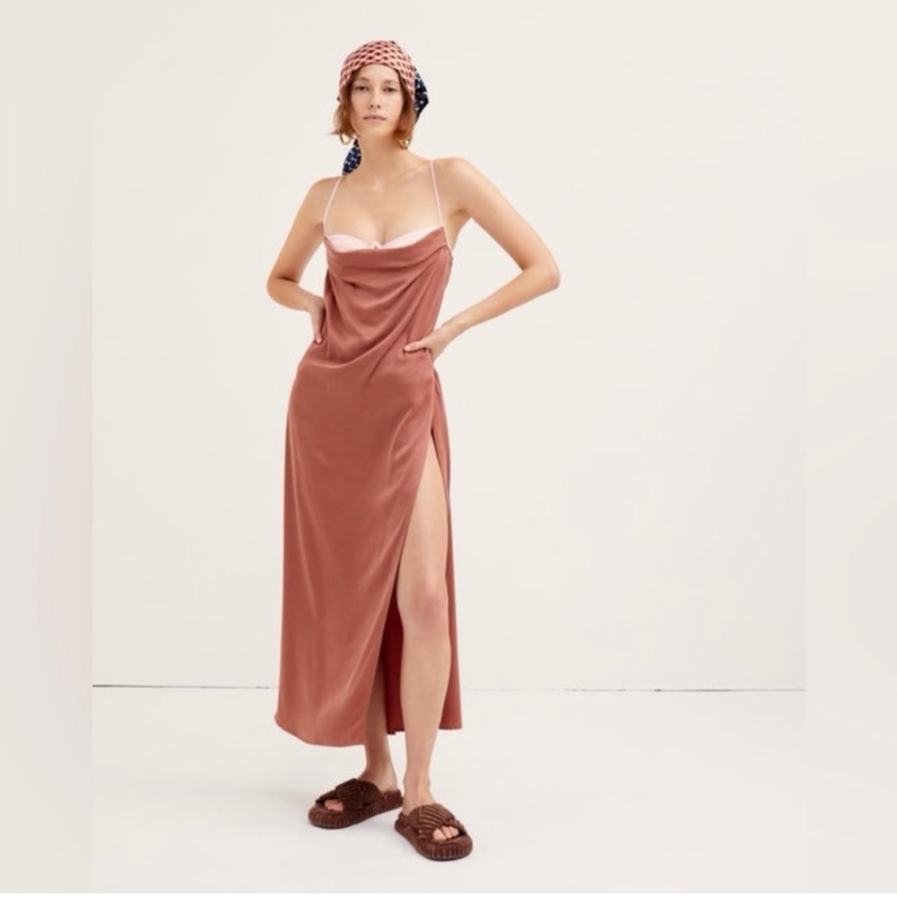 For Love and Lemons Rust Maxi Dress with Slit